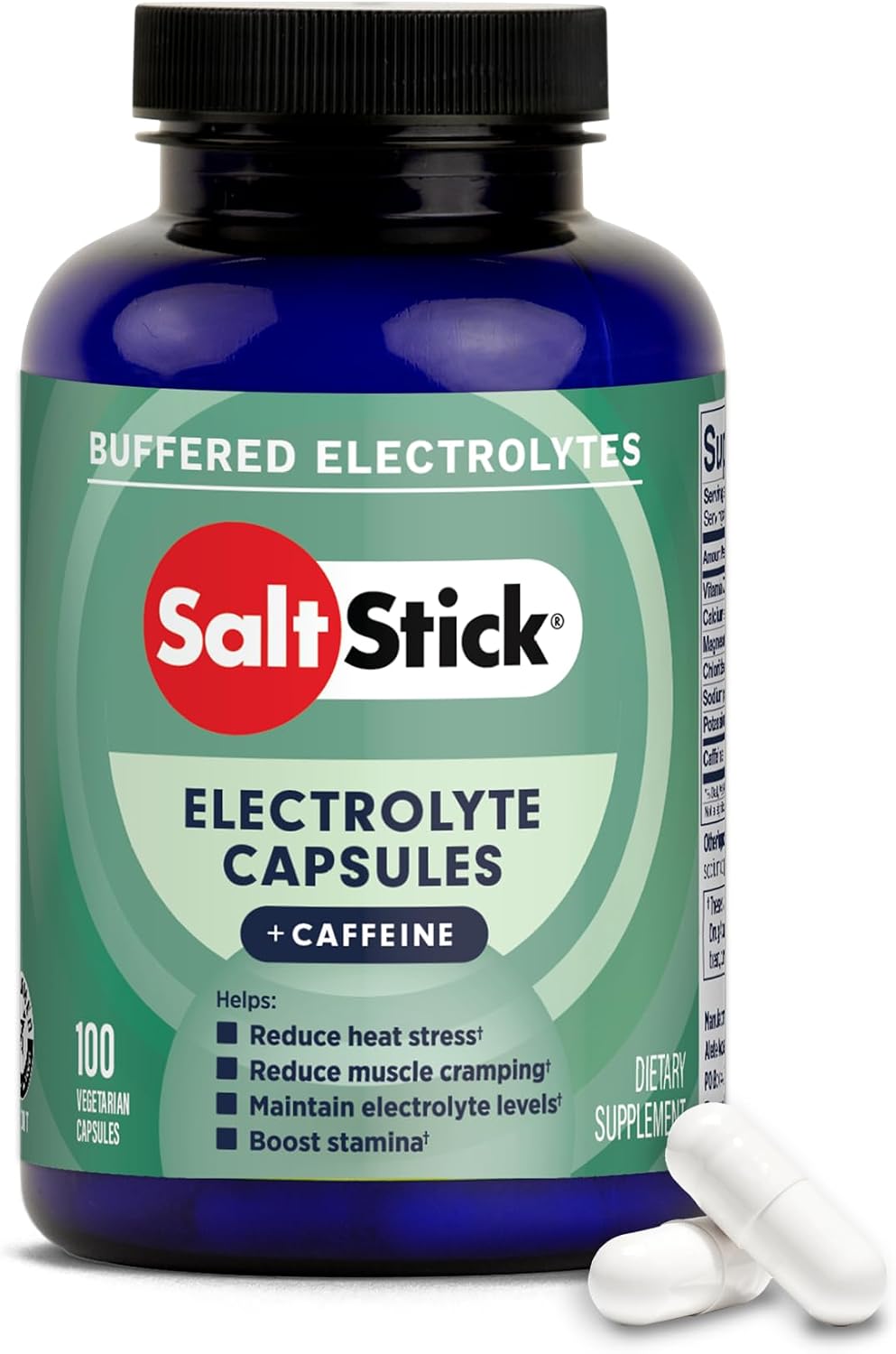 SaltStick Electrolytes with Caffeine - Salt Pills and Electrolytes for Running, Hydration, Leg Cramps Relief, Sports Recovery, Hiking Essentials - Salt, Magnesium, Potassium, Vitamin D3 - 100 Count | Electrolyte capsules to replace what you lose in sweat…