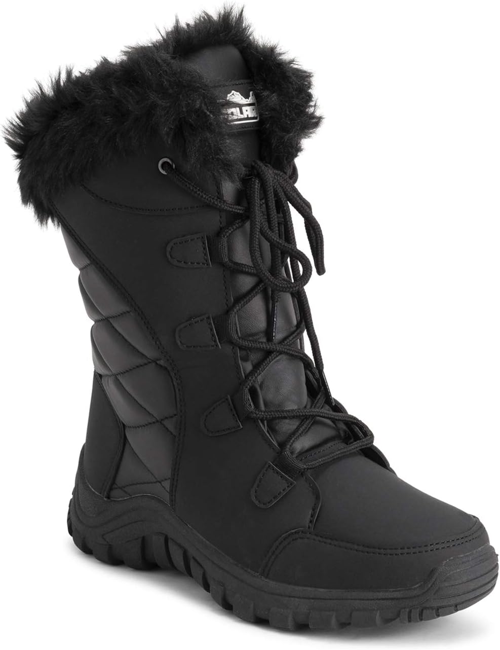 POLAR Womens Quilted Faux Fur Cuff Winter Duck Rubber Sole Durable Snow Rain Outdoor Boots