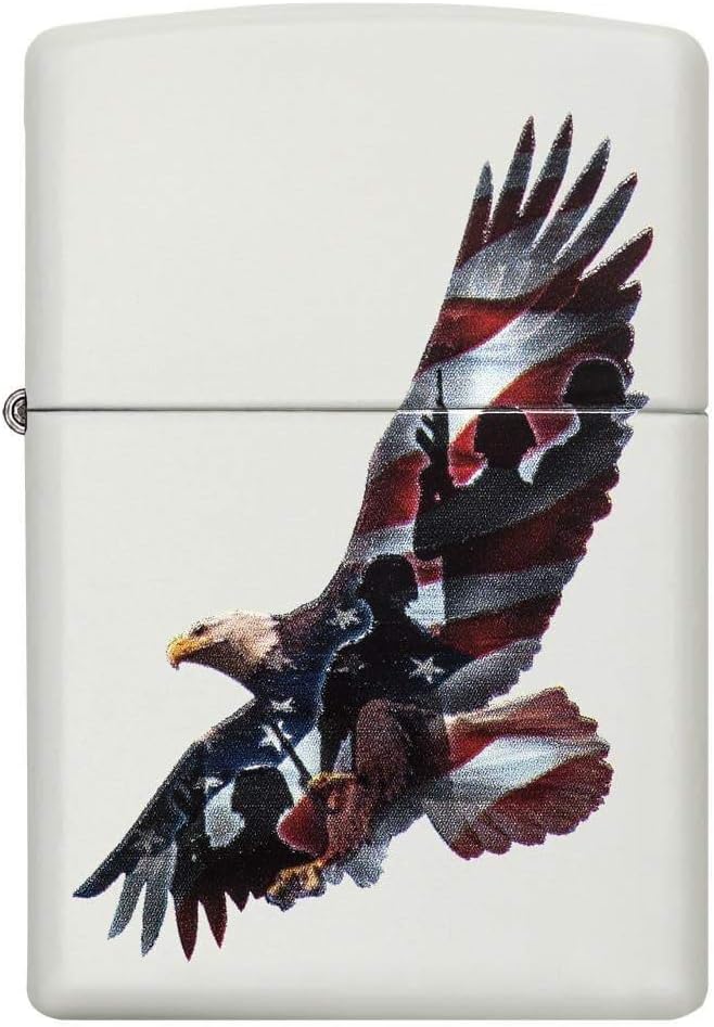 Zippo Eagles Dare Pocket Lighter - Refillable Flip-Top Windproof Lighters - Fierce Soaring Eagle Patriotic Design Pocket Lighters - Luxury Metal Lighter Made in USA