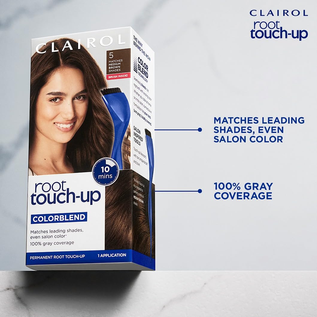 Clairol Root Touch Up Permanent Hair Dye, 6 Light Brown, Pack of 2