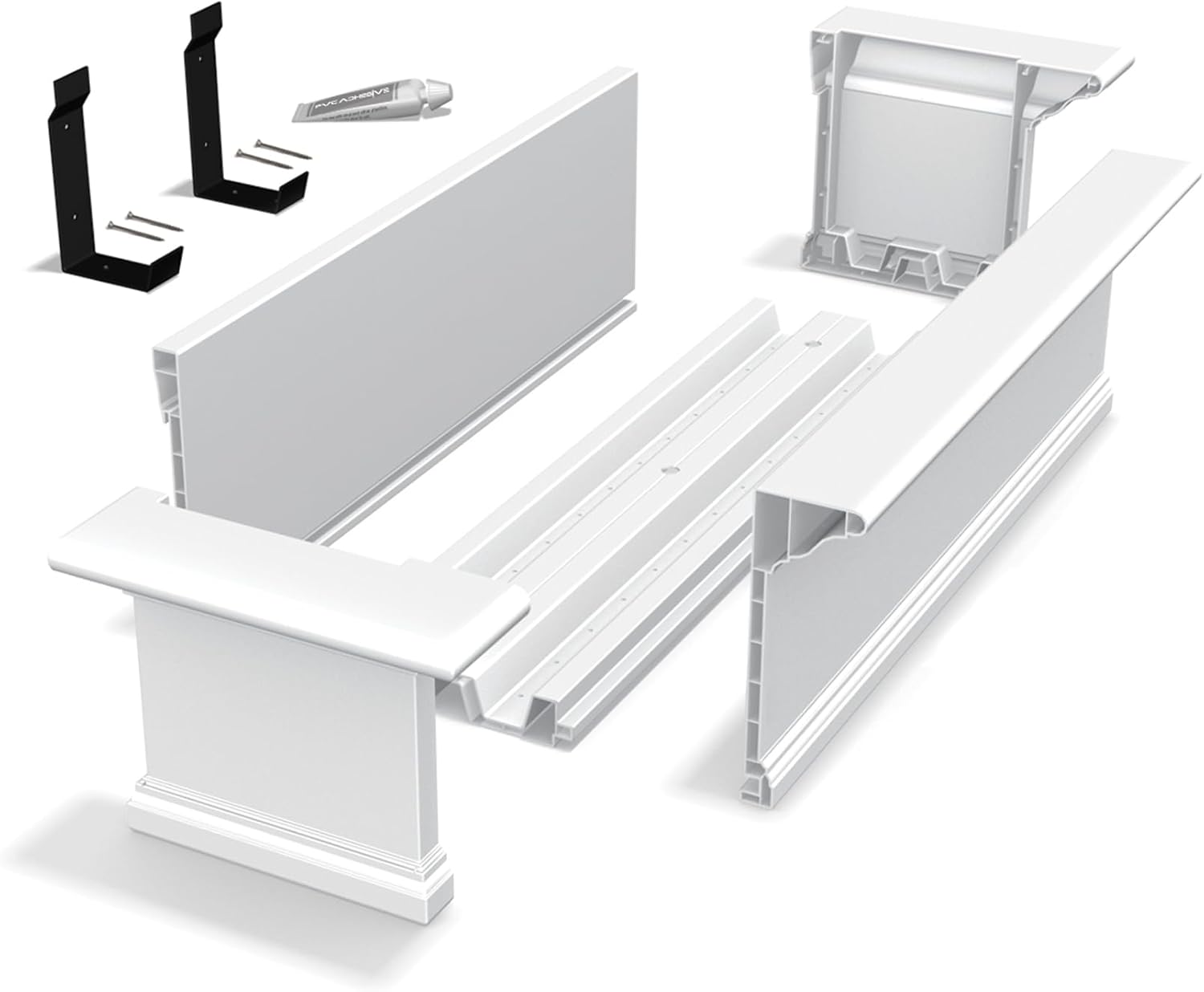 Mayne Yorkshire 60in Self-Watering Rectangular Window Box Planter, White | Self-watering, All season, Fade resistant, Customizable, Mounting brackets included, Built-in overflow, 15-year warranty