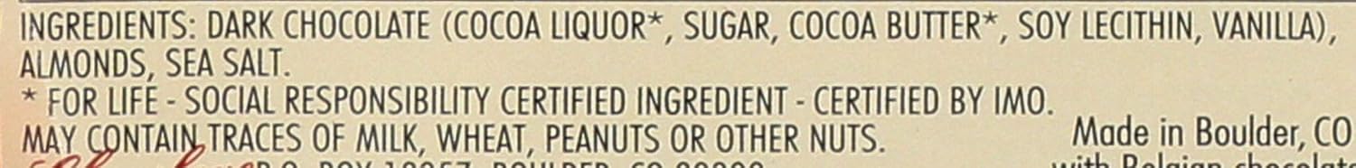 Chocolove Chocolate Bar, Almonds & Sea Salt in Dark Chocolate, 1.3 Ounce (Pack of 12)