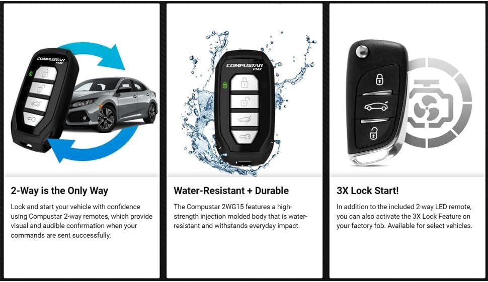 Compustar CSX4900-S 4-Button 2-Way, 3000' Remote Start System w/Drone X1LTE