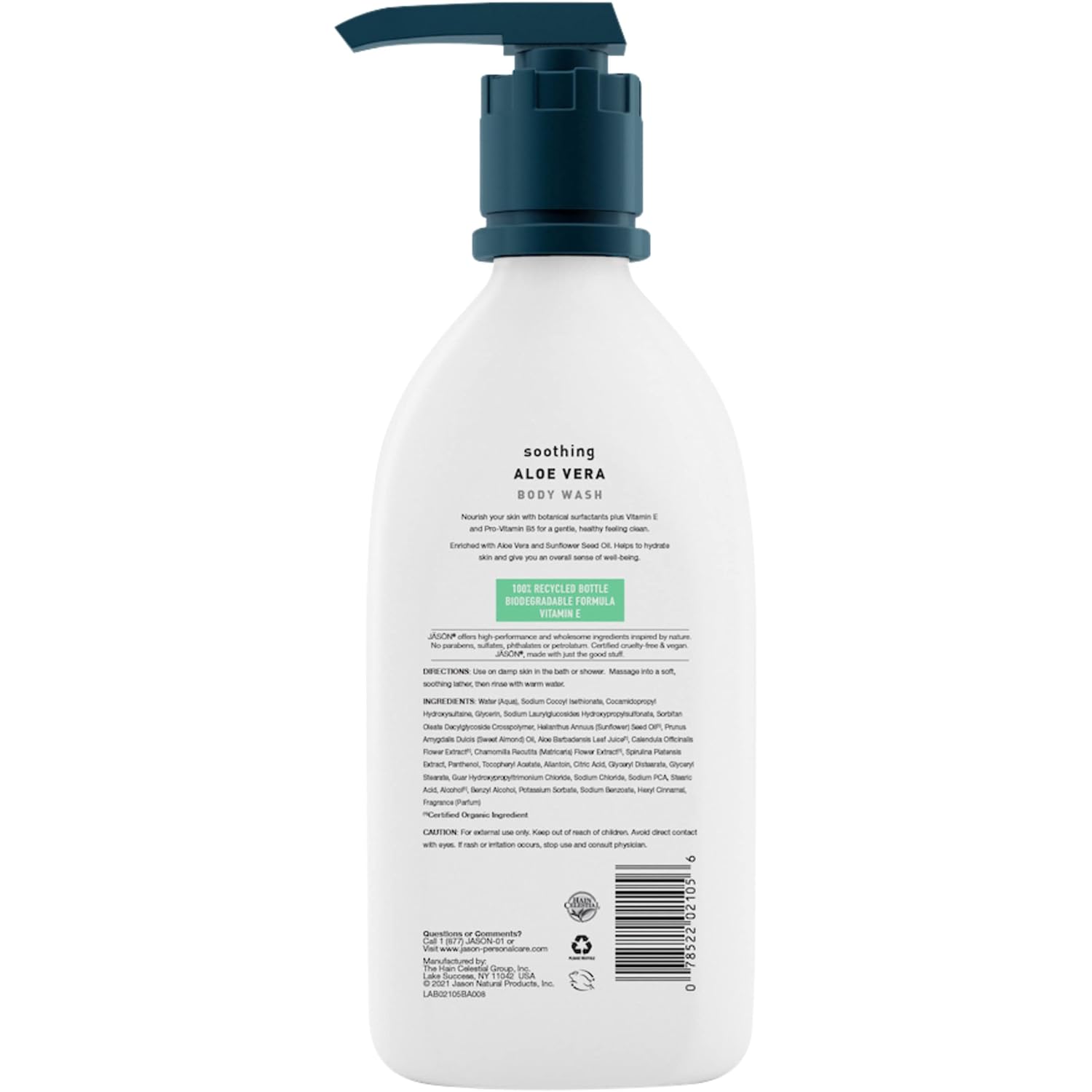 JASON Aloe Vera Shower Gel Body Wash - Soothing, Gentle Clean Feeling, 30 Fluid Ounces