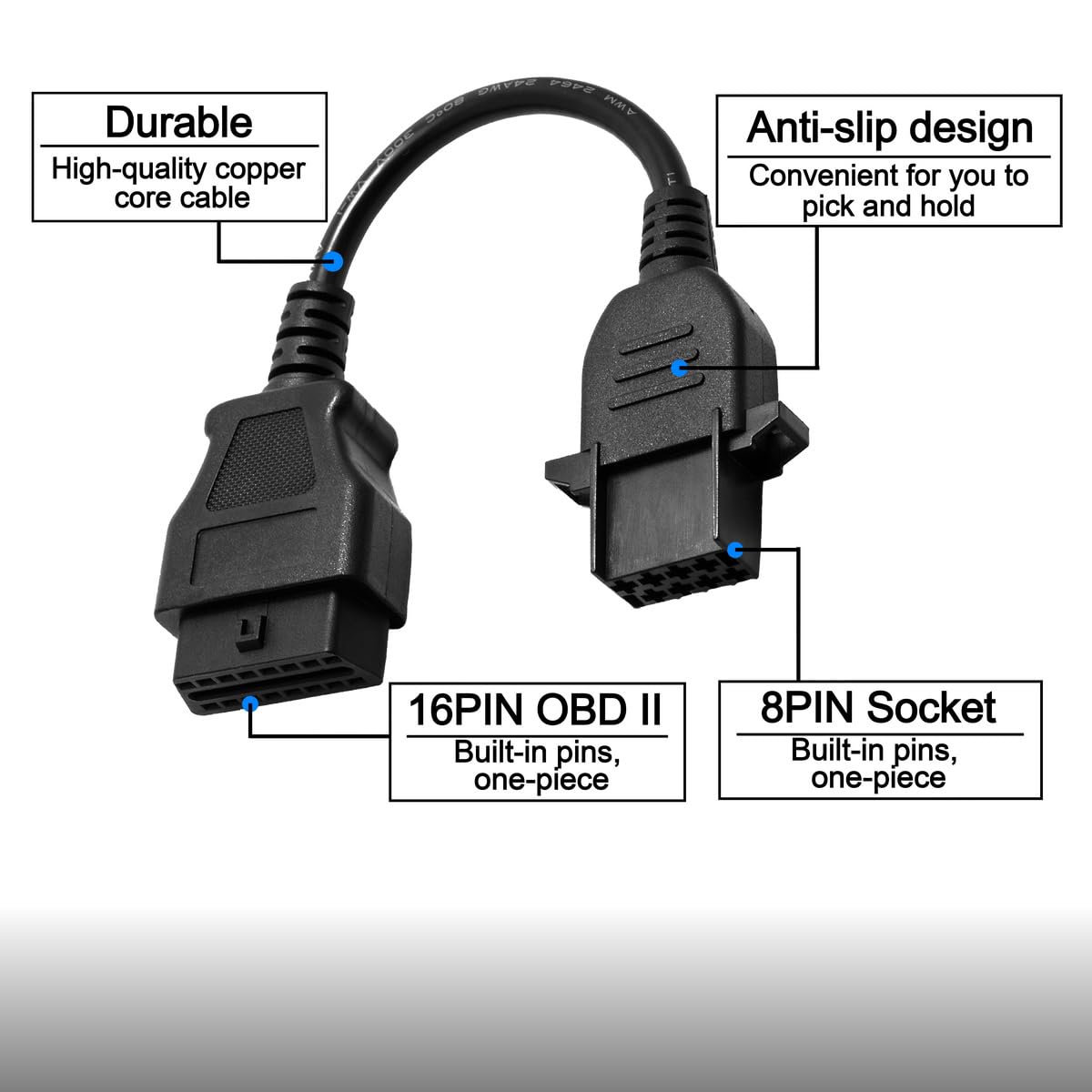 OBD OBD2 16 Pin Connector Diagnostic Adapter Cable Compatible for BMW 20 Pin