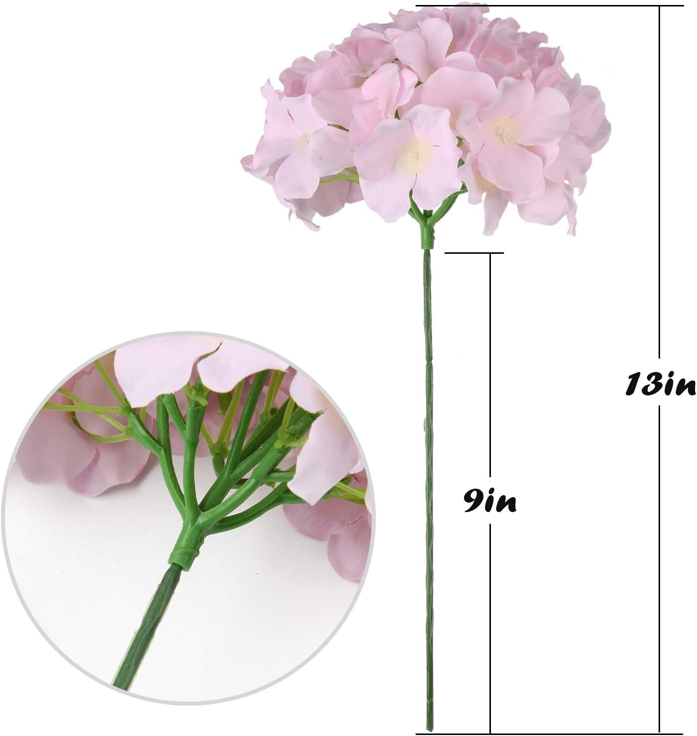 Silk Hydrangea Heads Artificial Flowers Heads with Stems for Home Wedding Decor,Pack of 10 (White)