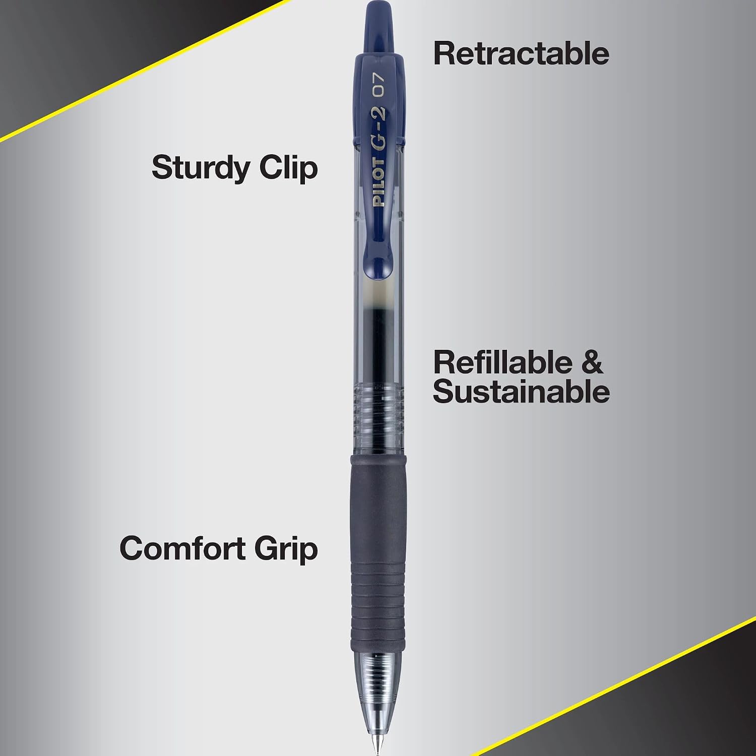 PILOT G2 Pens, 0.7mm, Black Ink, 12-Pack