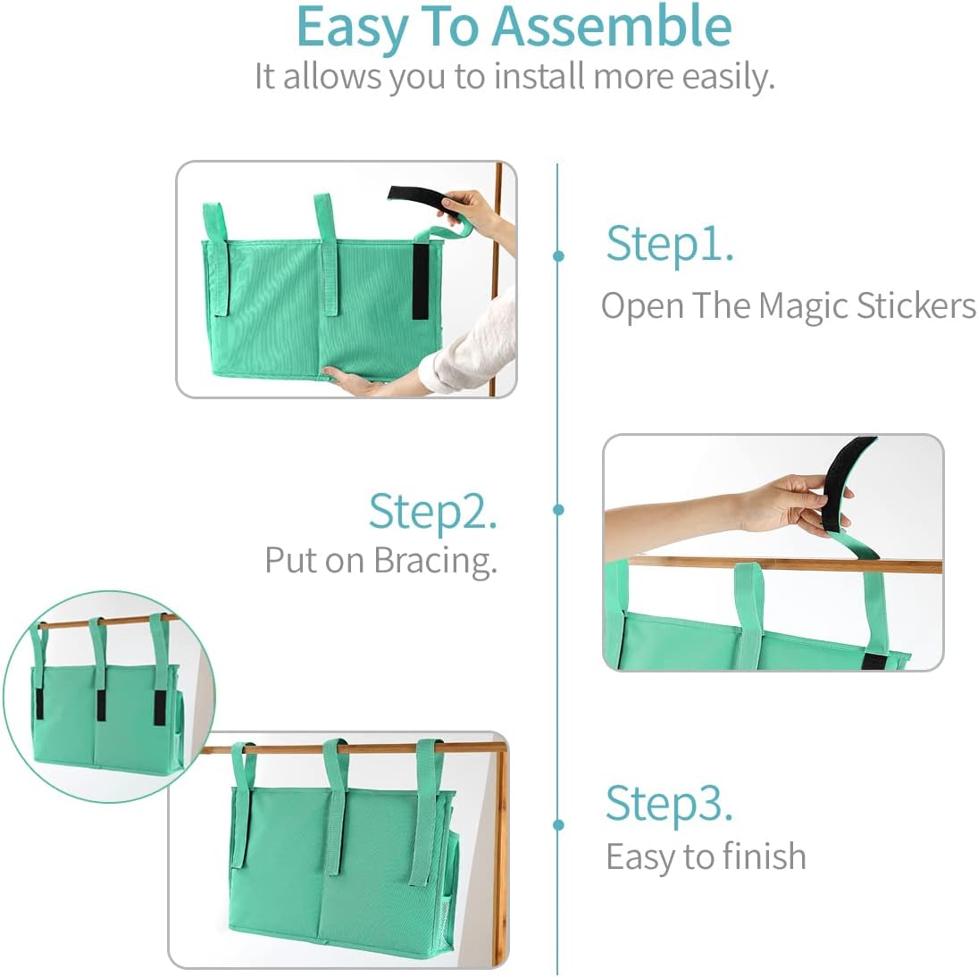 Bseash Bunk Bed Organizer, Bedside Caddy Hanging Bed Organizer Storage Bag 8 Pockets, for College Dorm Rooms Bed, Hospital Bed, Baby Bed Rails