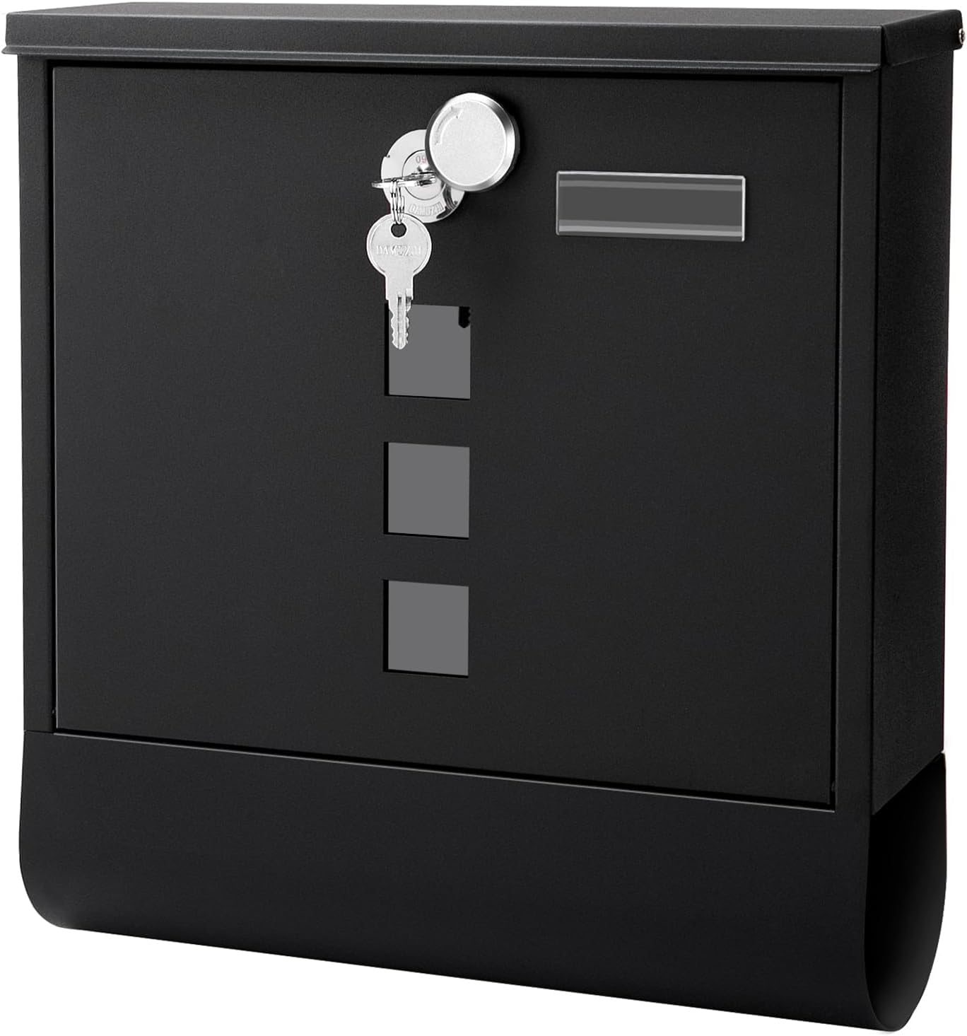 Locking Mailbox Wall Mount for Outside– Jssmst Mailboxes with Key Lock for Front Door Fence, Large Capacity Letter Box, 14.3 x 4.1 x 11.8 Inch, Black, SM-HPB911BN