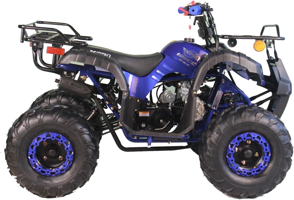 X-PRO 125cc ATV 4 Wheels Quad 125 ATV Quads with LED Lights, Big 19"/18" Tires!（Army Black）