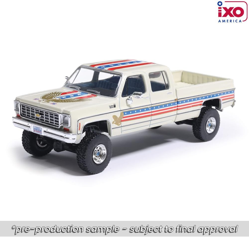Diecast Compatible with IXO Models 1976 Chevy Custom Deluxe K30 FleetSide Squarebody July 4th Exclusive 1:64 Scale