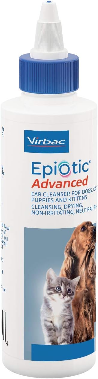 Epiotic Advanced Ear Cleanser|Gentle Ear Cleanser for Dogs and Cats | Neutral pH routine dog ear wash and cat ear cleaner dries wet ears, cleanses wax & debris to smell fresh and clean