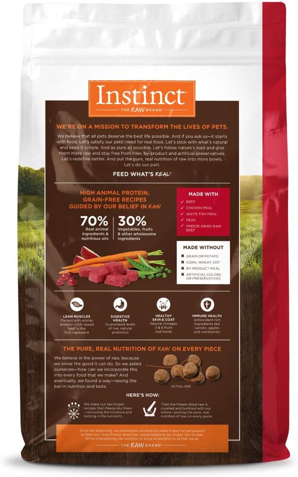 Instinct Original Dry Dog Food, Raw Coated Kibble, Real Chicken, 4 lb. Bag | Raw-coated kibble with cage-free chicken for strong muscles, digestive health, and healthy skin & coat, grain-free