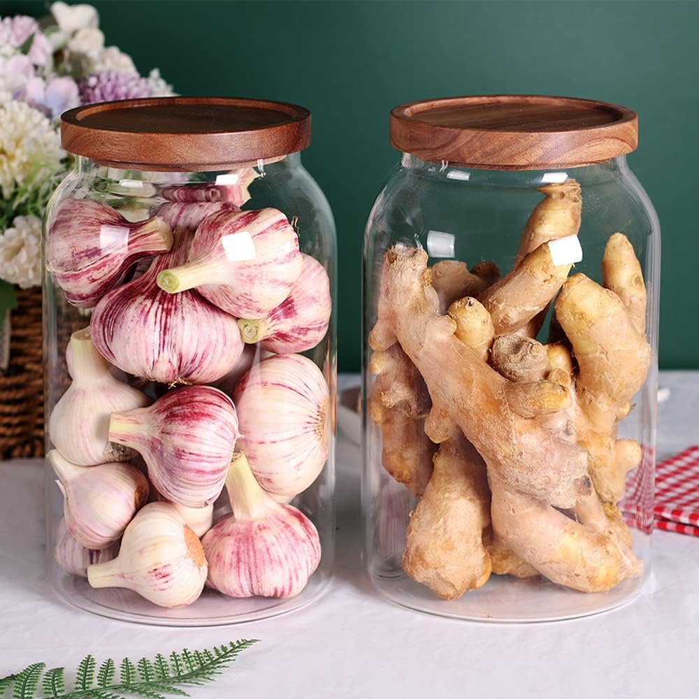 SAIOOL Egg Jar,kitchen canister， 1 Gallon Large Glass Food Storage Jars with Airtight Lid, Clear