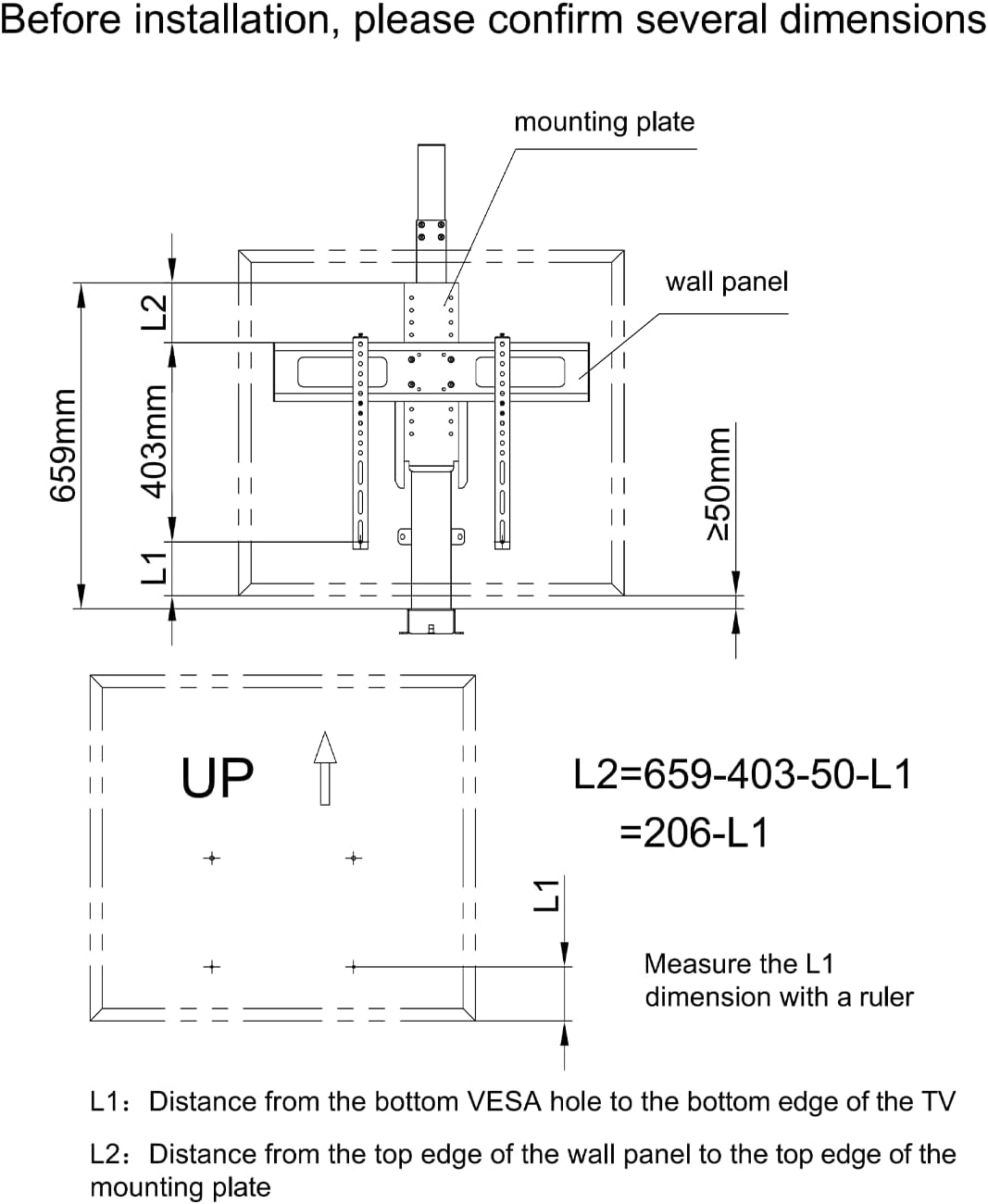 Motorized TV Stand for 32 to 70 inch Screens - Vertical Lift TV Stand with Remote Control, Max VESA 600 * 400（Pulley）