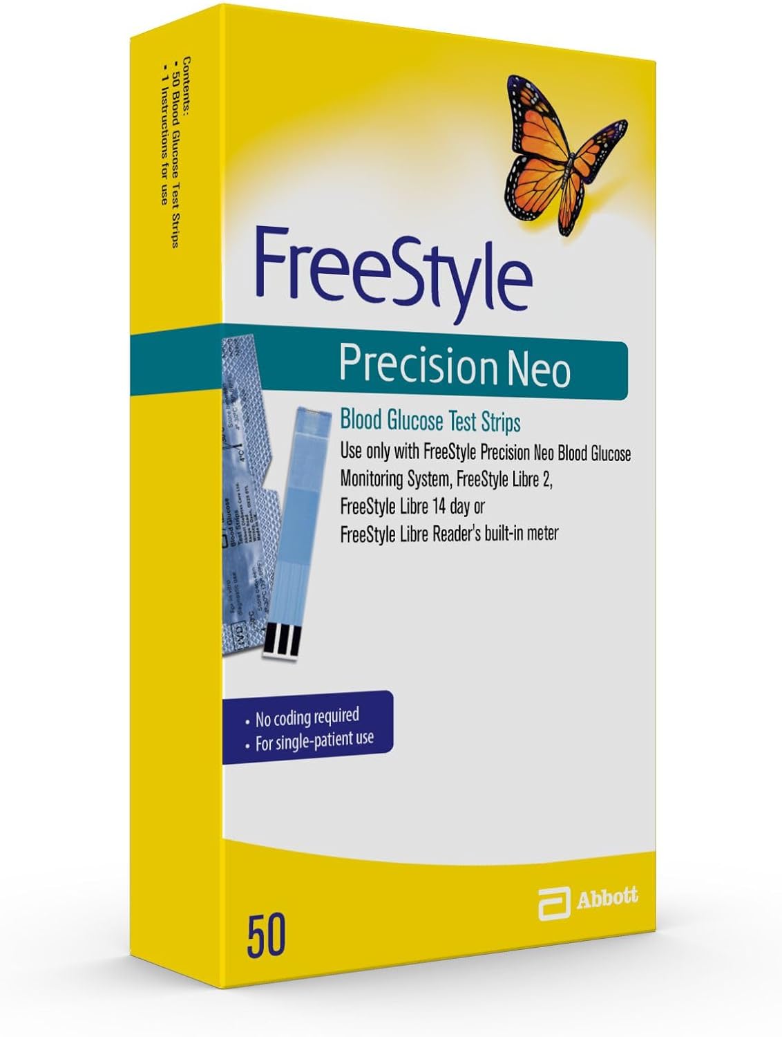 Freestyle Precision Neo Blood Glucose Test Strips, 50 Strips