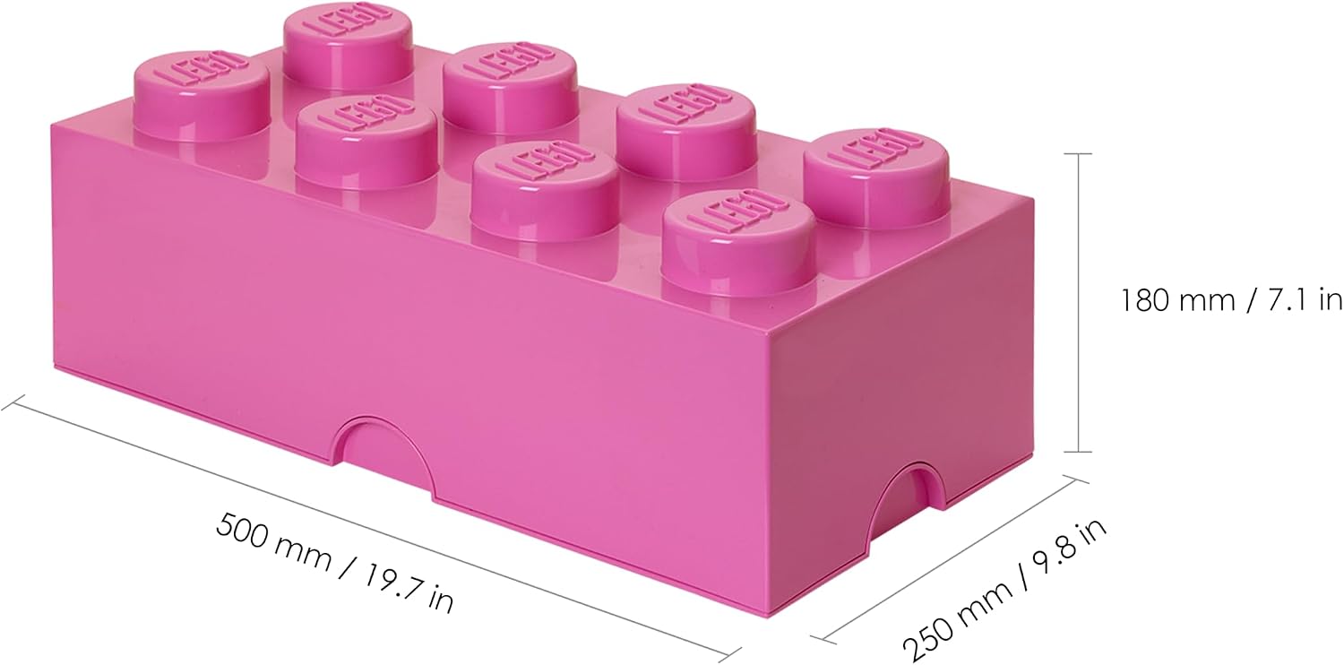 LEGO Storage Brick 8 12.1 L Storage Box with Lid Pink | Durable PVC-free plastic container for bricks, toys and clothes. Compatible with LEGO Brick Drawers and other 8-stud bins