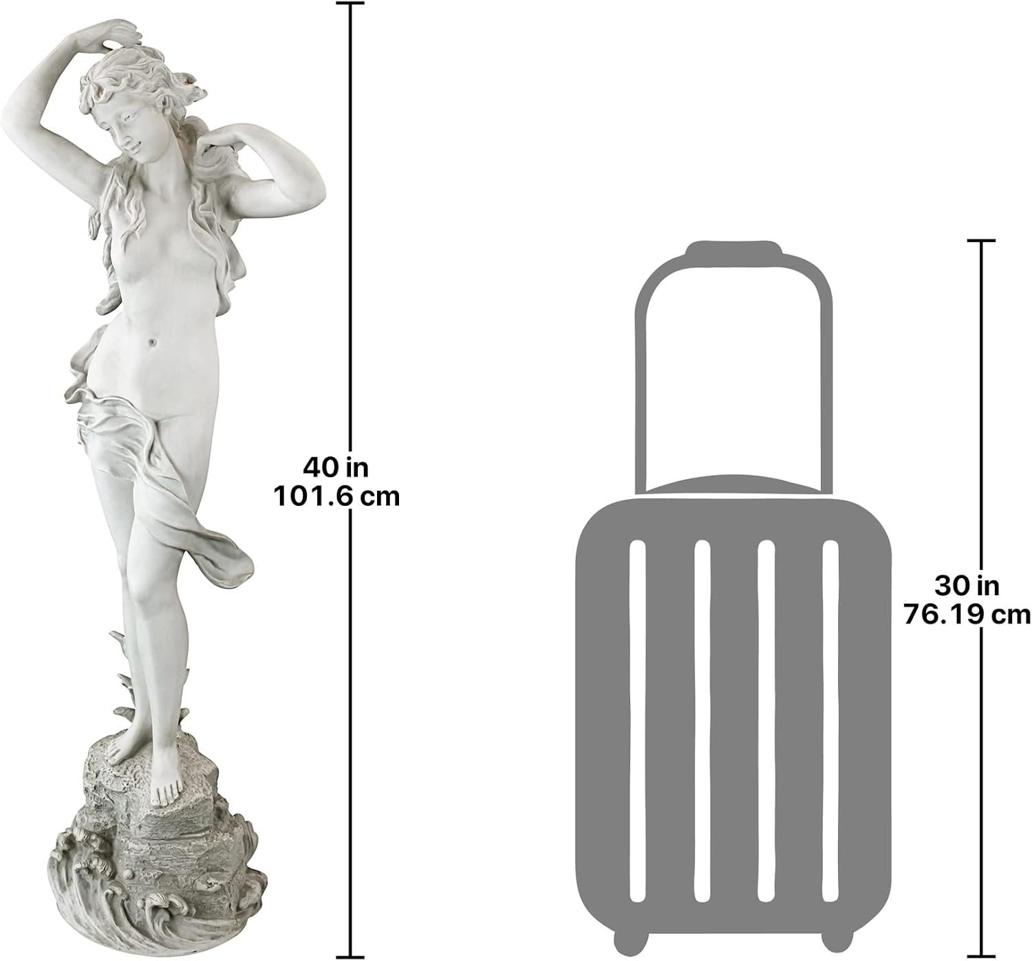 Design Toscano Spring Awakening Classic Woman Garden Statue, 14 inches wide, 40 inches tall, Cast Stone Resin, Antique Stone Finish