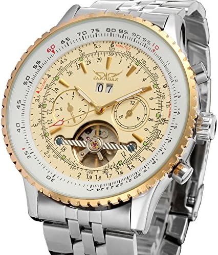 FORSINING Men's Self Winding Waterproof Automatic Stainless Steel Skeleton Tourbillon Calendar Wrist Watch