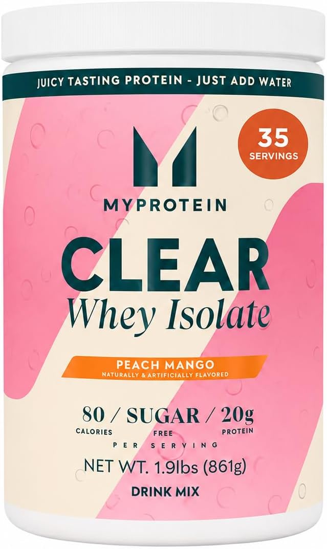 Myprotein Clear Whey Isolate Protein Powder, 35 Servings, (1.9lbs) Strawberry, 20g Protein per Serving, Naturally Flavored Drink Mix