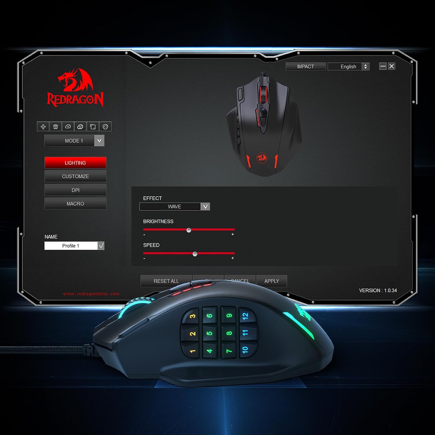 Redragon M908 Wired MMO RGB Gaming Mouse 12400 DPI Remapping Keys | Stable Lag-Free Connection, Redefine Keybinding Macro, Vibing Backlight, Ergonomic Grip Body Comfort
