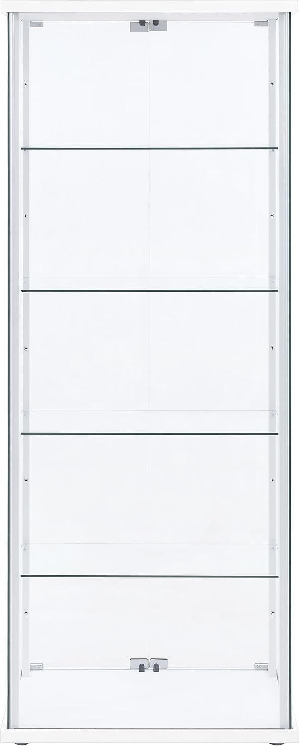 Coaster Home Furnishings - Delphinium - Glass - 4-Shelf Curio Cabinet with Wood Top and Base, Two Doors, and Chrome Hardware - Living Room - 64-Inch - Black - 950170