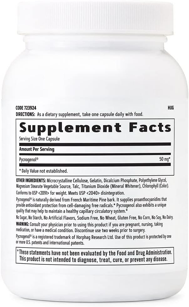 GNC Pycnogenol 50mg, Maintains Circulatory Health, 120 Capsules