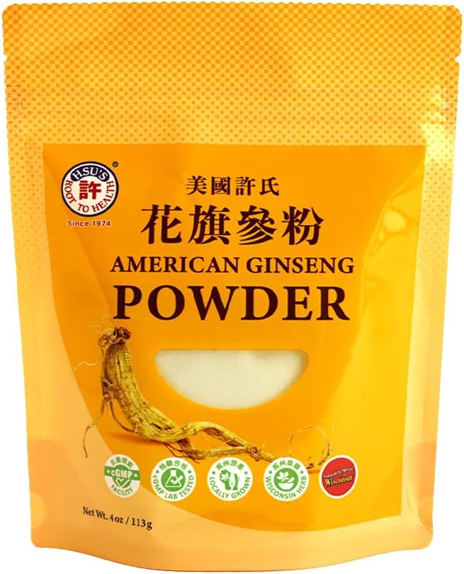 Hsu's SKU 1174 | American Ginseng Powder | Cultivated Ginseng from Marathon County, Wisconsin | 许氏花旗参粉 | 4oz Bag, 西洋参