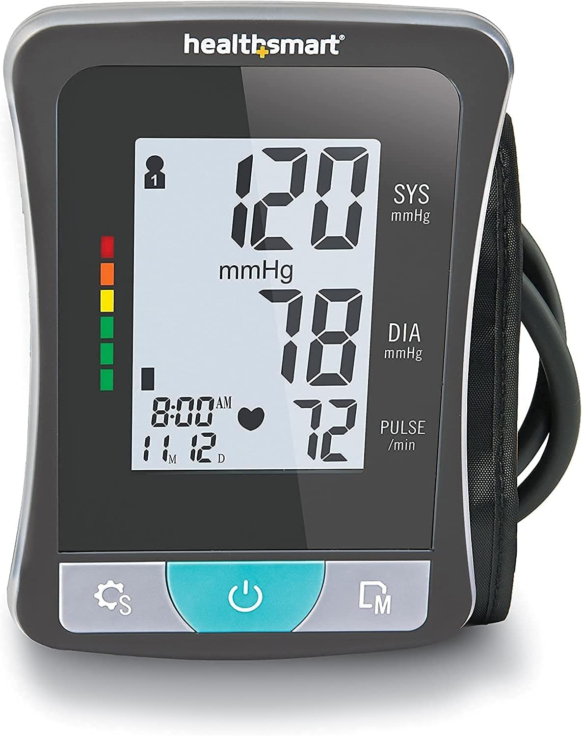HealthSmart Digital Standard Wrist Blood Pressure Monitor with Automatic Adult Cuff That Displays Pulse Rate and Irregular Heartbeat Stores up to 60 Readings for 2 Users