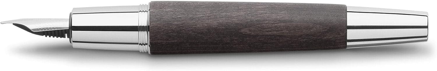 Faber-Castell e-motion Fountain Pen, Wood and Chrome Brown - Fine