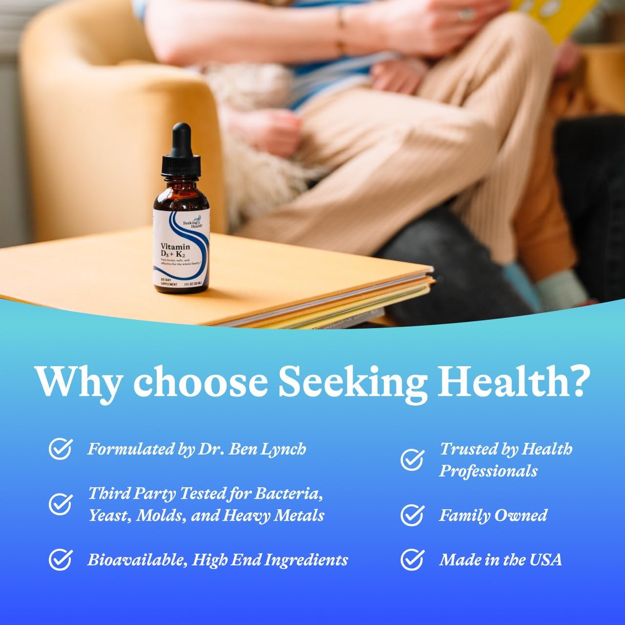 Seeking Health Vitamin D3 + K2 Drops - Liquid Vitamin D & K Supports Immune System Function & Bone Health - Aids Calcium Absorption - Aids Healthy