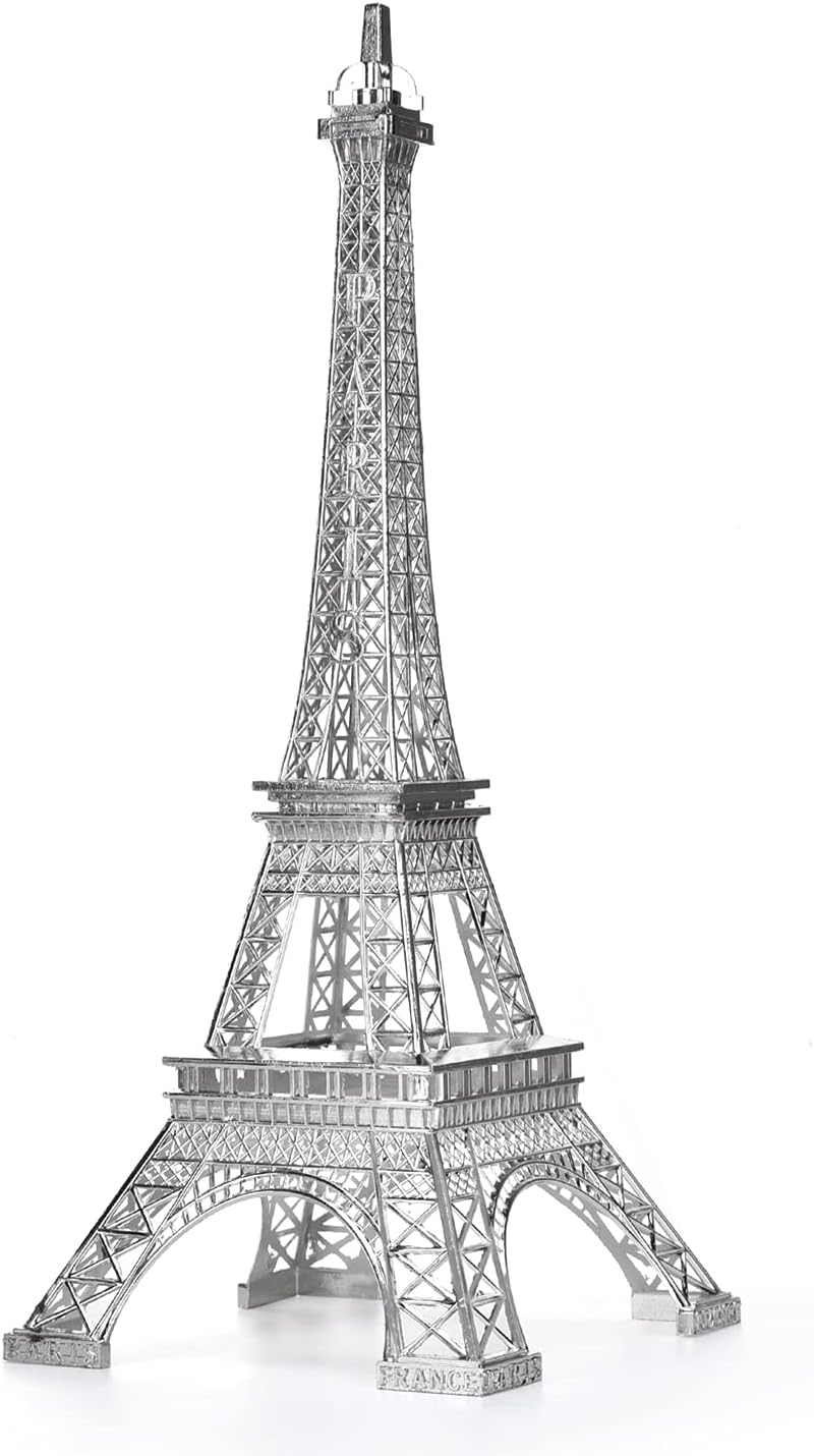 ESHATO Gold Metal Eiffel Tower Statue, 7inch Decorative Figurine Replica Stand Holder for Cake Topper Table Decor Gift Party Home Decoration