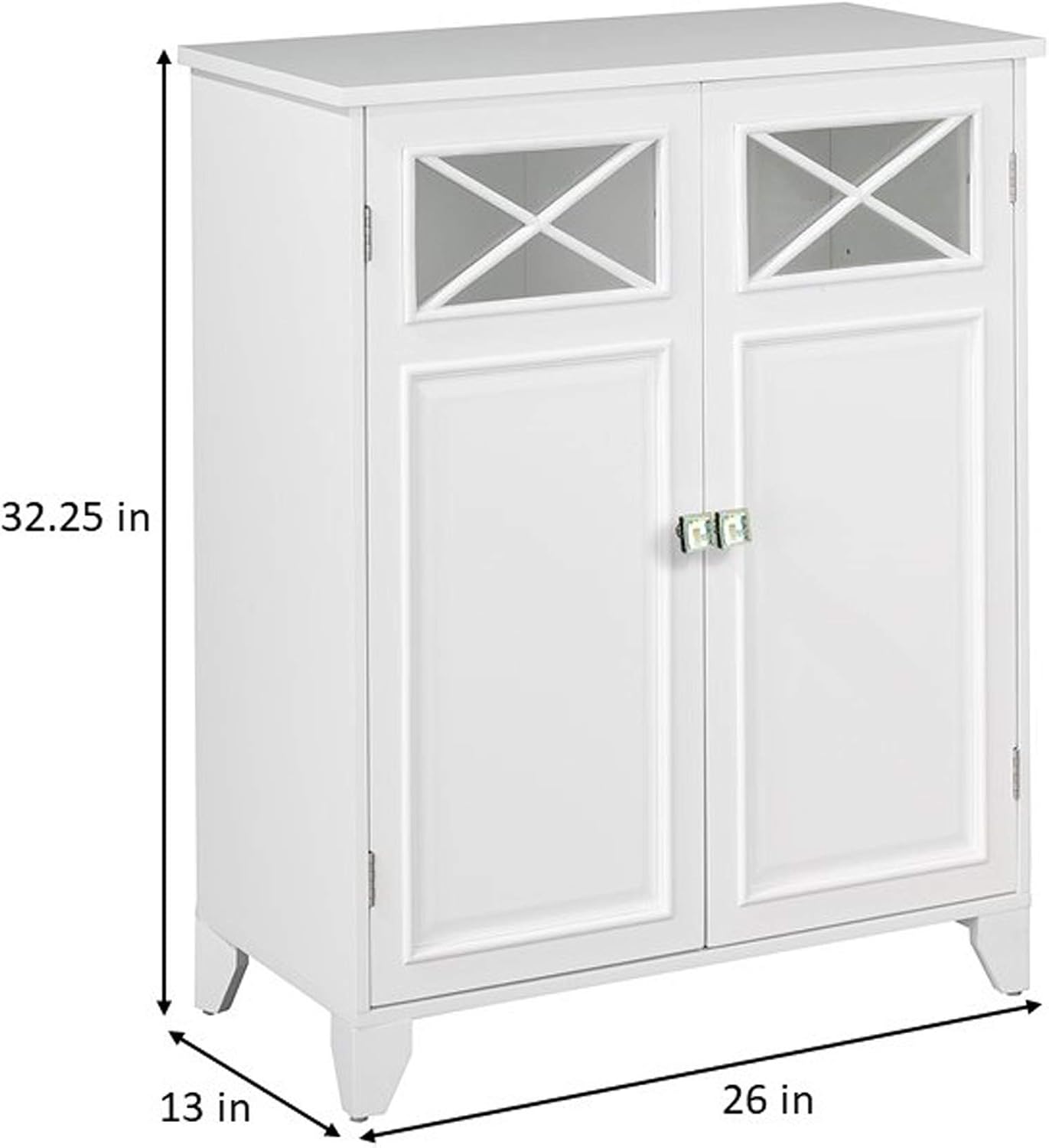Teamson Home Florence 26 in. x 32 in. 2-Door Freestanding Wooden Floor Cabinet with Adjustable Shelves for Storage Solutions in Bathrooms, Kitchens, Laundry Rooms, Home Offices, White | Freestanding Wooden, Adjustable Shelves, For Bathrooms, Kitchens, La…