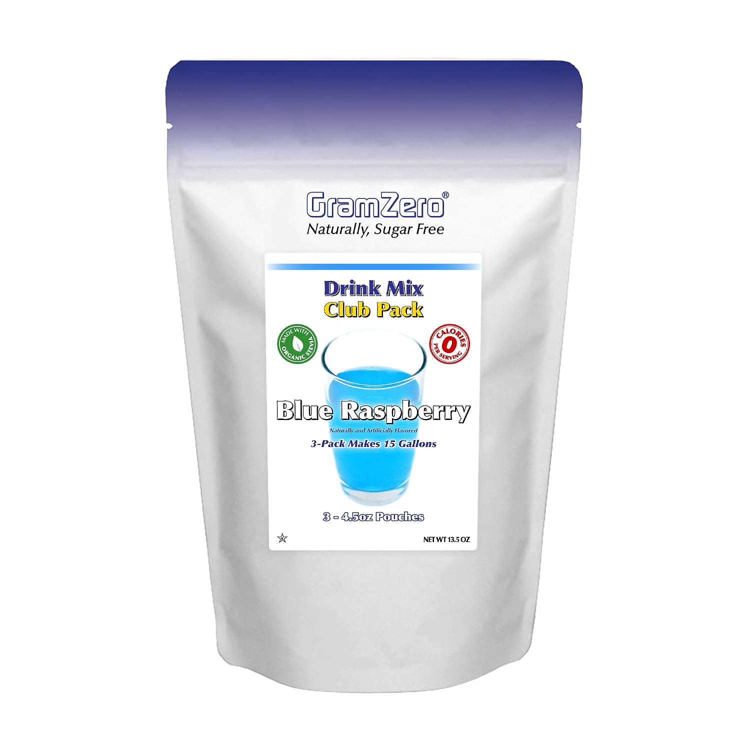 GramZero Raspberry Blush, Sugar Free Drink Mix, Pitcher Pack, Great For Nutrition Club Loaded Tea, Zero Calorie, Stevia Sweetened