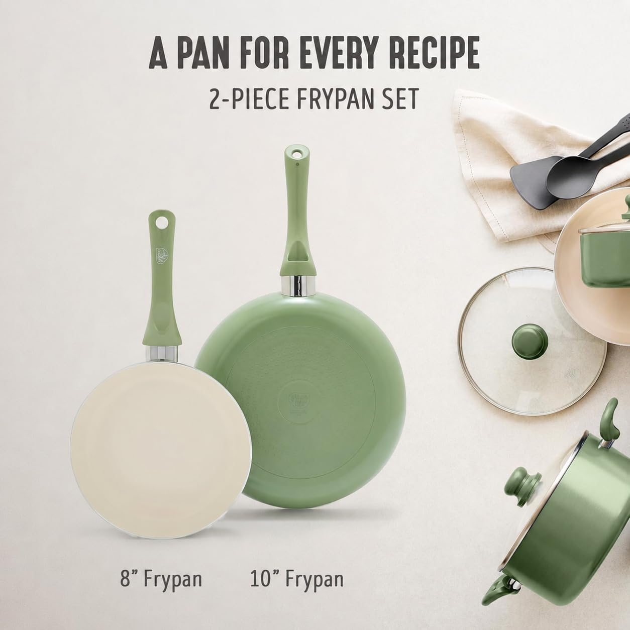 GreenLife 2 Piece (7” & 10”) Ceramic Nonstick Frying Pan Set, Turquoise | PFAS-Free Nonstick Coating, Family Skillet Set, Egg Pan, Omelet Pan, Stay-Cool Handles, Dishwasher & Oven Safe up to 350F