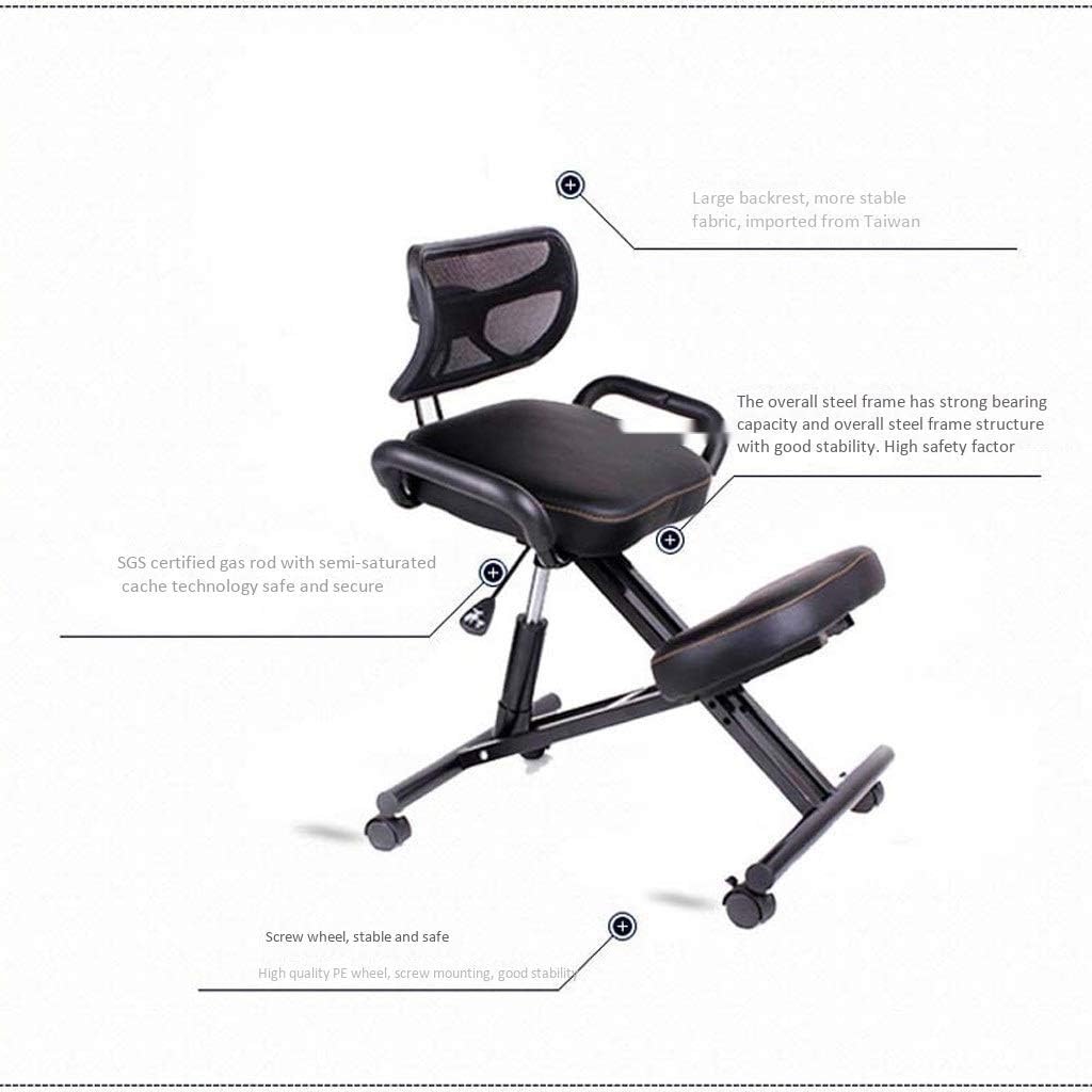 APOE Ergonomic Kneeling Chair with Back Support, Posture Correction Knee Chair for Home Office with Adjustable Height Cushion