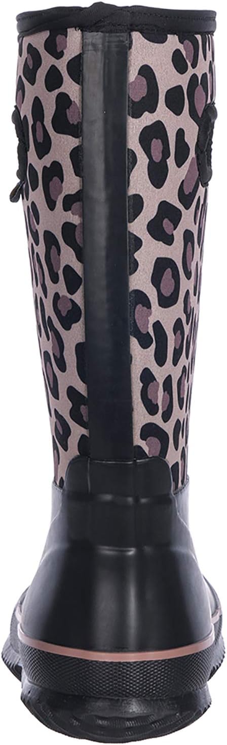 WTW Womens Mid Calf Rain Boots - Waterproof Insulated Neoprene Rubber Boots Mud Outdoor Hunting Garden Boots