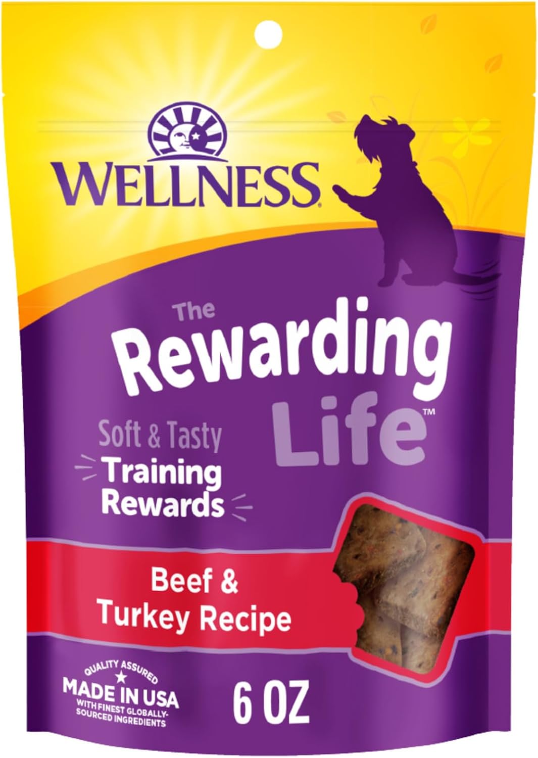 Wellness Rewarding Life Soft Dog Training Treats, Natural, Grain Free, Lamb and Salmon Recipe, 6 oz Bag