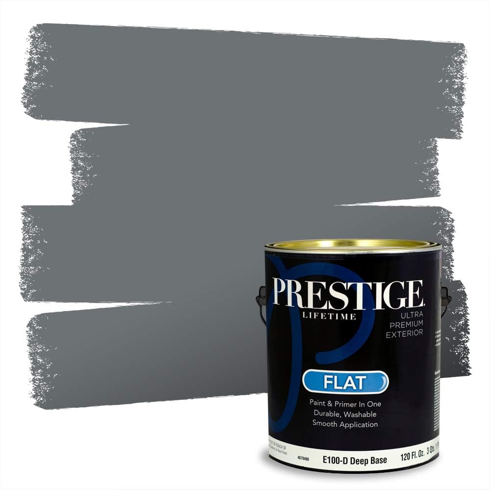 PRESTIGE Paints Exterior Paint and Primer In One, 1-Gallon, Semi-Gloss, Comparable Match of Behr* Intercoastal Gray*