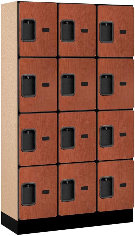 Salsbury Industries Four Tier Designer Wood Locker, Mahogany, 6' 3" x 18"