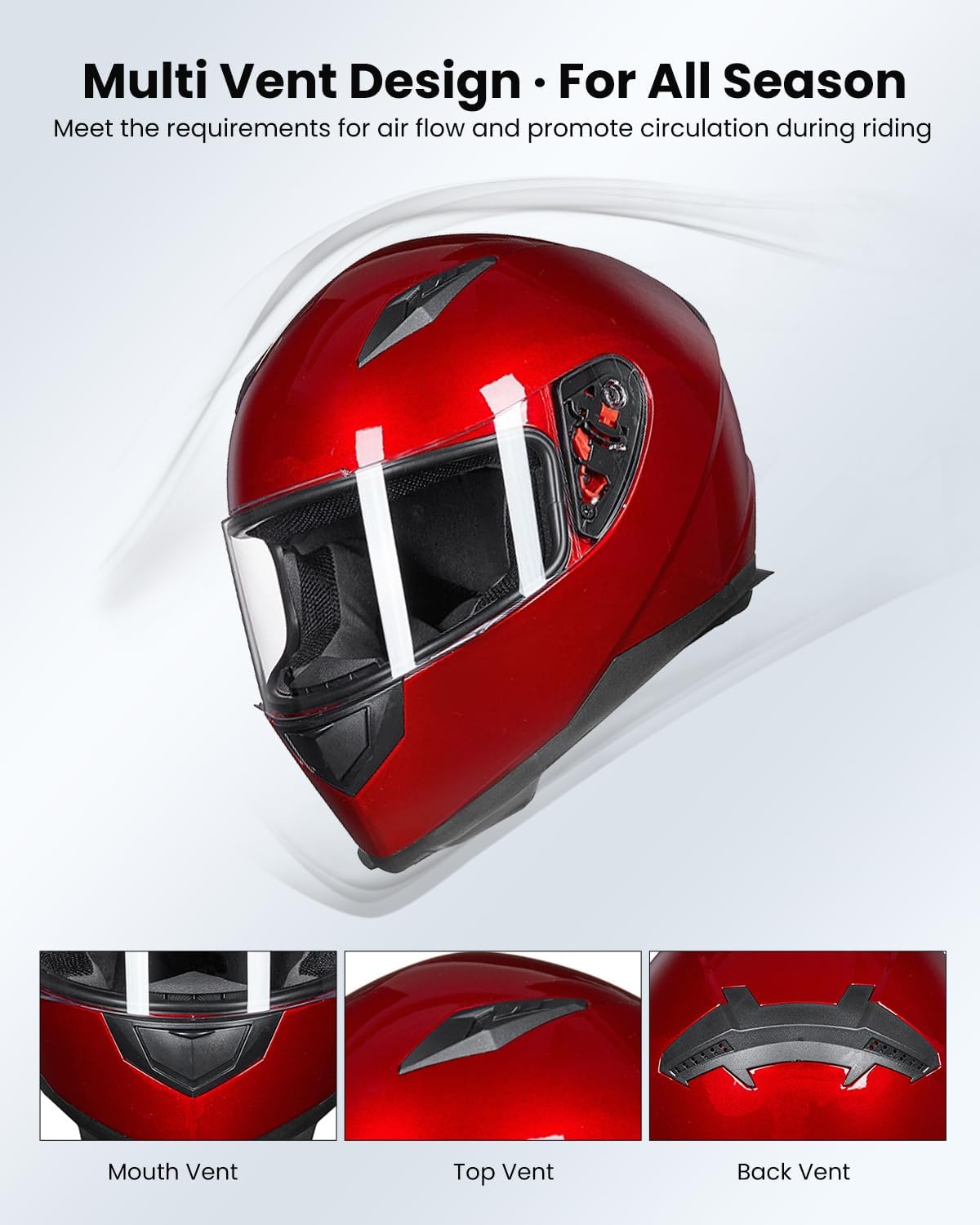 ILM Full Face Motorcycle Street Bike Helmet with Removable Winter Neck Scarf + 2 Visors DOT Model ILM-313