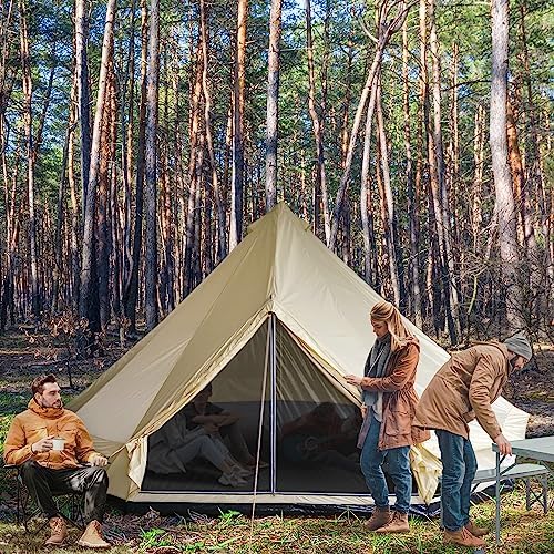 Outsunny 10-Person Yurt Tent with Spacious Interior 16' x 16' x 10' | Glamping Bell Tent, Breathable Waterproof Design, for Family Outdoor Camping