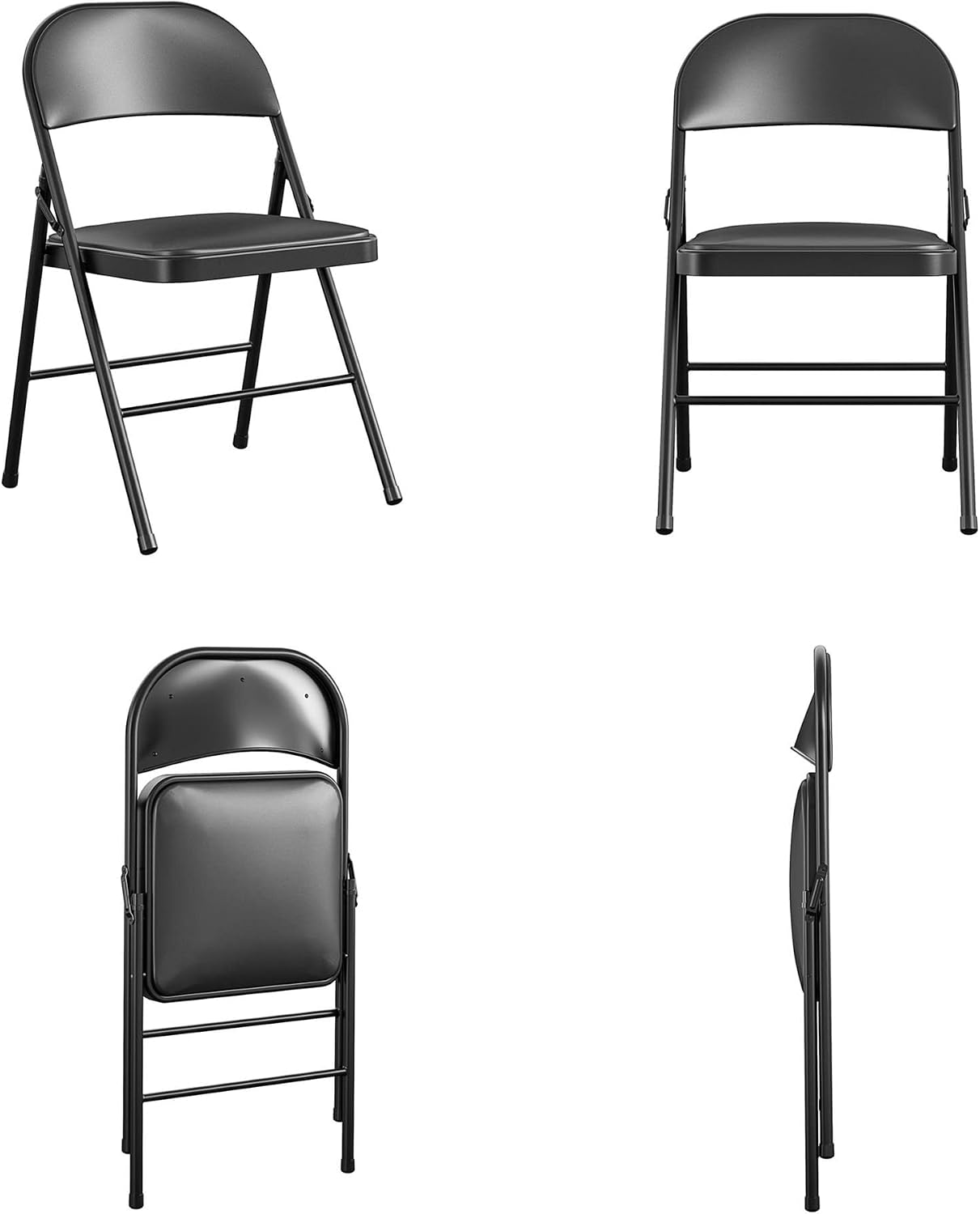 COSCO Vinyl Folding Chair, 4 Pack, Black