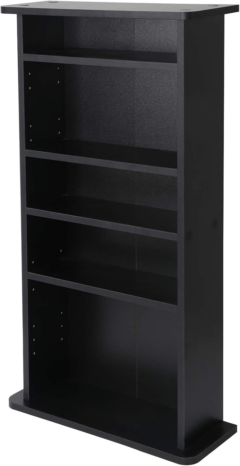 Nova Microdermabrasion 5 Tier DVD cd Storage DVD Shelf Adjustable Bookshelf Bookcase Media Storage Organizer Cabinet for CDs, Books, Video Games, Arts