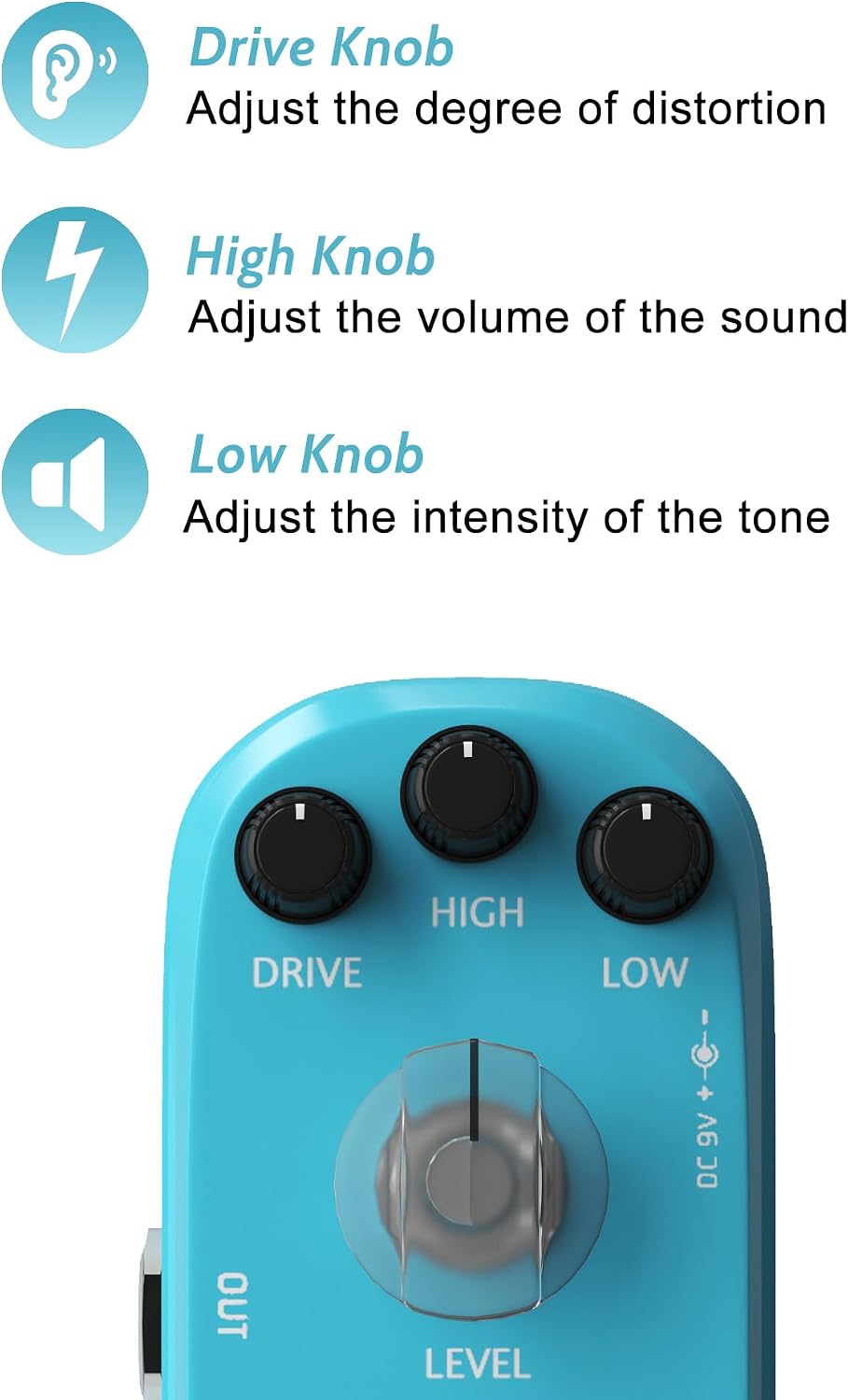 AZOR 5 Band Bass EQ Pedal, Aluminium Alloy True Bypass Equalizer Effect Pedal, Compact Mini Tone Control Pedal for Electric Bass Guitar