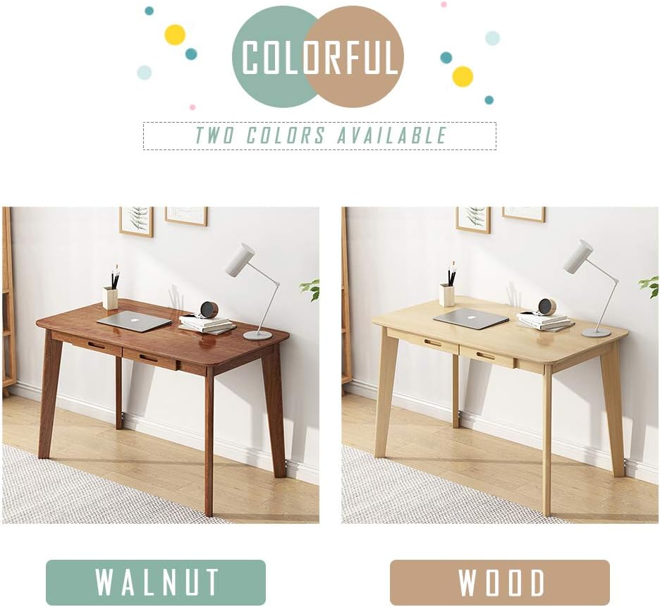 IOTXY Solid Wood Writing Desk - Home Office Laptop Computer Table, Walnut