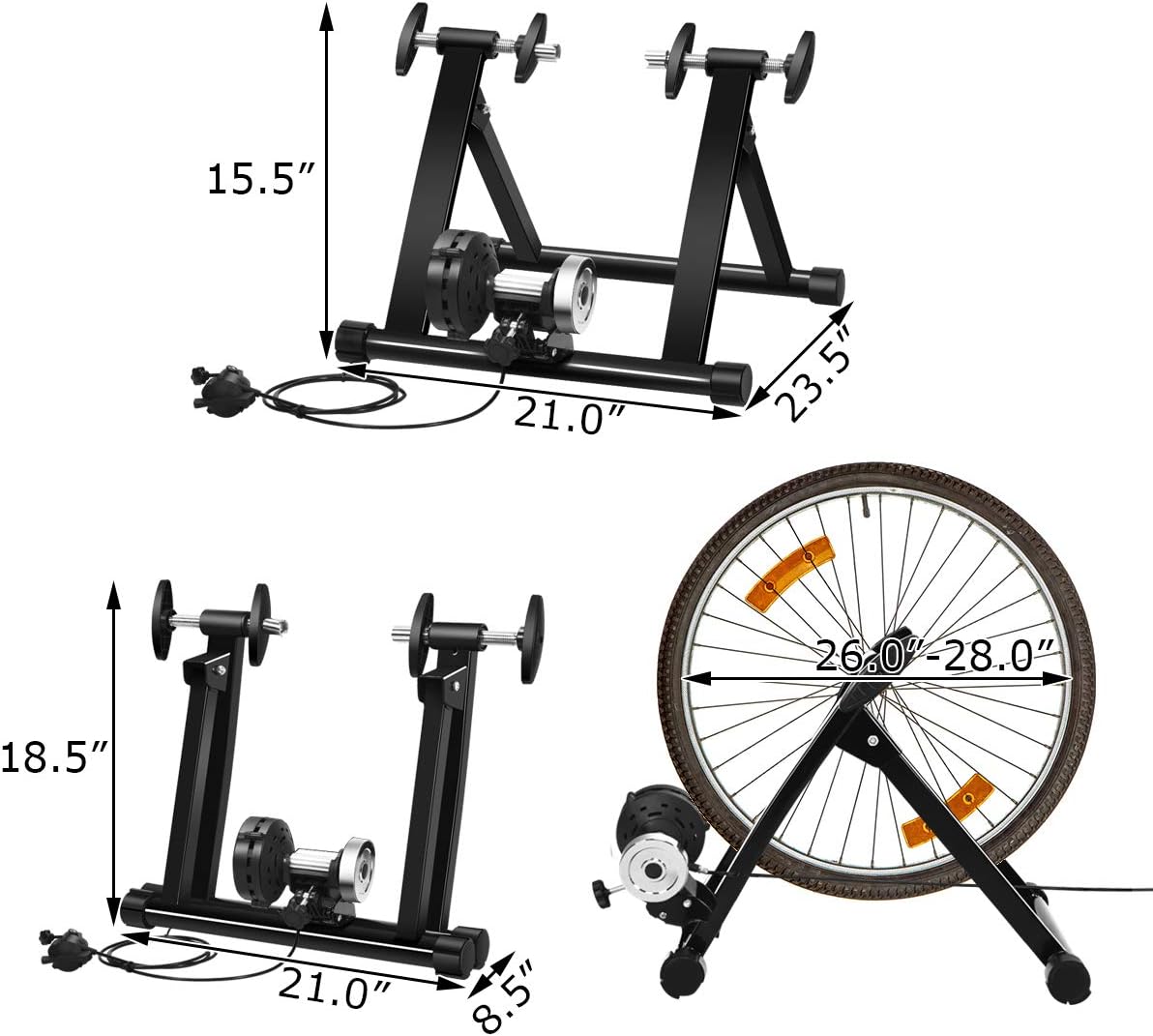 Goplus Bike Trainers for Indoor Riding, Folding Stationary Bike Stand with Magnetic Flywheel for Bicycle Cycling Training