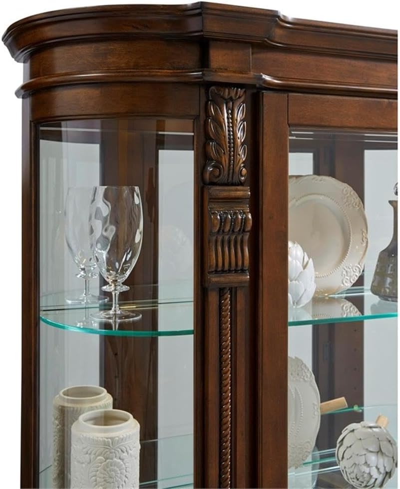 Pulaski Curved End Curio, 53 by 17 by 82-Inch, Brown
