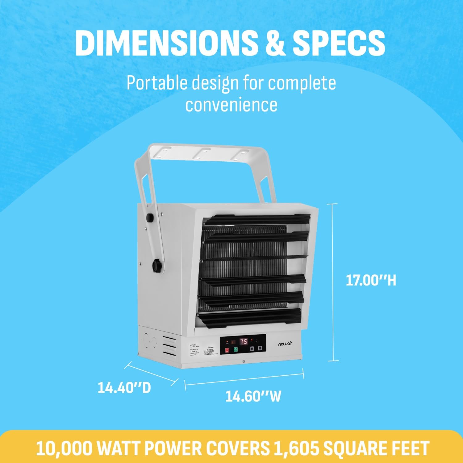 NewAir Portable Space Heater for Indoor Use | Ideal Heater for Bedroom, Office or Under Desk | Electric, Energy Efficient and Noiseless
