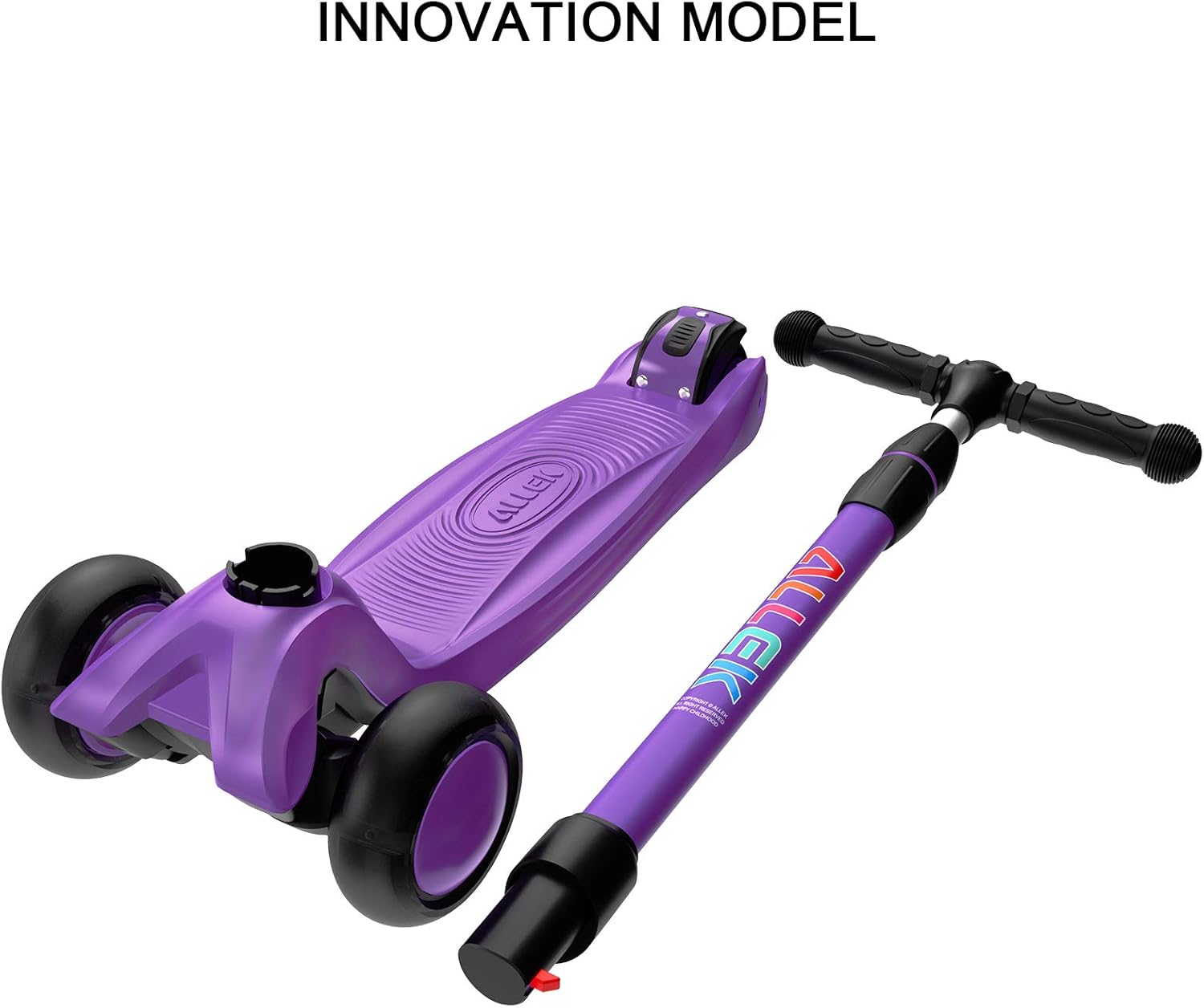 Allek Kick Scooter B03, Lean 'N Glide 3-Wheeled Push Scooter with Extra Wide PU Light-Up Wheels